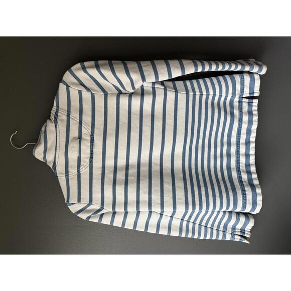 Joules Blue and White Striped Pullover Sweater with Button Collar - Picture 5 of 7